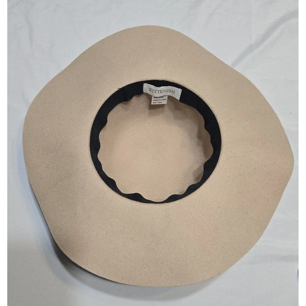 Kittenish Women's 100% Wool Felt Wide Brim Floppy Hat by Jessie James Decker Tan